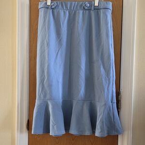 Light Blue Ruffle Hem Skirt